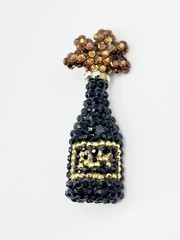 Vintage Richard Kerr Rhinestone Encrusted Champagne Brooch / Pin RARE