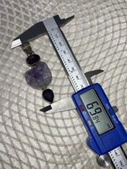 Sterling Silver 925 Amethyst Pendant with Raw Crystal Cluster – 62mm