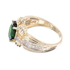 Vintage 2.30ct Top Gem Fine Green Tourmaline 14k Full Cut Diamond Ring Size 7