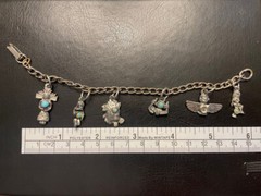 Vintage Silver Tone Charm Bracelet 7″ Fred Harvey Era AZ NM UT CA Western West
