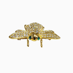 Rhinestone Bug Brooch, Green Eyed Bug, Costume Fashion Jewelry