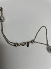 Vintage MONET Silver Tone Ring Bead & Gray Faux Pearl Long Necklace 36in