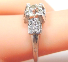 Antique Art Deco European Diamond Engagement Ring Platinum Ring EGL USA