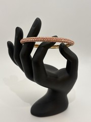 Vintage Nolan Miller Pink Rhinestone Gold Tone Hinged Bangle Bracelet