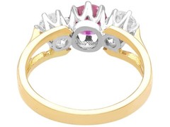 Antique and Vintage 1.29Ct Ruby and 0.60Ct Diamond 18k Yellow Gold Trilogy Ring