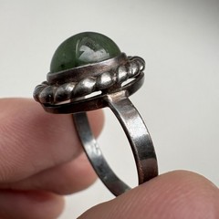 Vintage Ring Natural Nephritis Jade stone Silver 925 star USSR Jewelry size 7