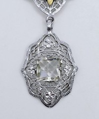 Antique Edwardian Filigree Lavalier Necklace Camphor Glass Style Art Deco
