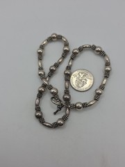 Vintage Sterling Silver 925 Beaded Toggle Necklace 17″ 30g