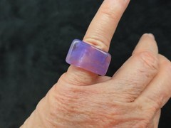 Vintage Gorgeous Purple & Clear Lucite Block Design Ring SZ 5.5