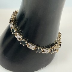 Vintage Sapphire Tennis Bracelet XO Sterling Silver 925 Gold Vermeil 6.5″ PAJ