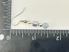 Dangle Drop Earrings Dark Silver-Tone 1.5″ Blue Grey Faceted Glass Beaded