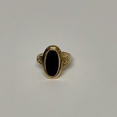 Vintage Danecraft Gold Tone Onyx Ring Size 5.25 adjustable