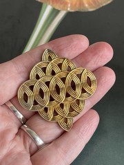 Vintage Signed Lanvin Paris gold tone geometric brooch