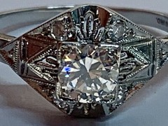 High End Vintage Solid Platinum 10% Iridium Diamond Ring! VS G-H Antique Estate