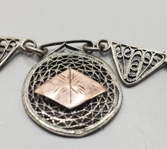 800 Silver Arabic Marked Egyptian Storyteller Filigree Panel Link Necklace
