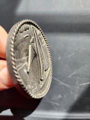 Vintage Pewter Medallion Circular Push Pin Sailboats on the Water Ms. Dee 2.25″