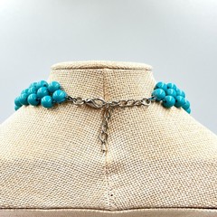 Vintage Style Teal Turquoise Blue Beaded Bib Statement Necklace Boho Chic Retro