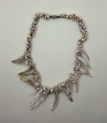 Vintage Shell Spikes And Sliced Curly Shells Beach Surfer 16” Necklace Tribal