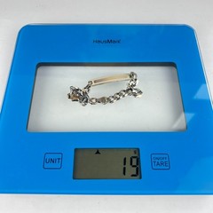 Vintage 925 Sterling Silver ID Curb Chain Bracelet Enamel 22cm 19g Unisex