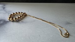 FAS Gold Tone 925 Sterling Silver Beaded Adjustable Chain Bracelet Thailand