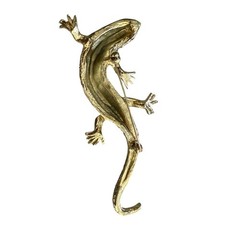 Vintage Gold Tone Salamander Brooch with Blue Rhinestones & Enamel missing one