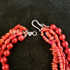 Unique Coral Necklace of 5 Various Shaped Strand by CL (1337)