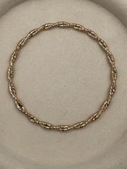 Vintage Gold Tone Bangle Set Nugget Twist Rope & Wide Satin Cuff