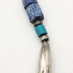 Southwestern Style Multi Color Blue Stone and Metal Vintage Necklace 17 Inch