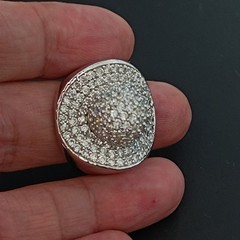 Chunky Statement Ring Sterling Silver Dome Pave CZ Cocktail 9.25 Bold Modernist