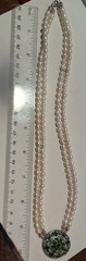 Jtv Double Seed Pearl Strand With Chrome Diopside Medallion….