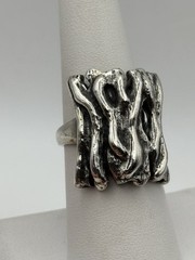 Vintage Sterling 925 BRUTALIST FREE-FORM UNIQUE RING Size 7.5 10.77grams