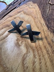 Vintage Taxco Mexico 925 Sterling Silver Modernist Geometric Post Earrings 10.9g