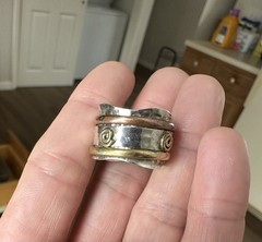 vintage triple tone sterling silver 925 spinner band ring. Size 8