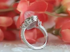 Vintage Halo 4CT Oval Cut Lab Created Diamond Ring 925 Silver Wedding Gift