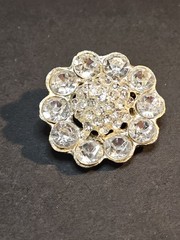 Vintage Rhinestone Flower Brooch Dome Center Cluster Clear Stones Pin Daisy