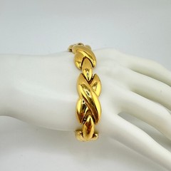 Vintage 1980s 1990s XOs Chunky Bright Gold Tone Links 7″ Chain Bracelet