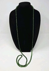 Faceted Green Glass Vintage Necklace 60 Inches Long Knotted No Clasp Czech?