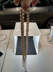 Vintage metal and Pearlesque Necklace Choker Nice clasp Costume Jewelry