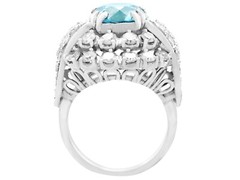 Vintage 5.70 Ct High Zircon 3.15 Ct Diamond 18k White Gold Dress Ring Size 5.5