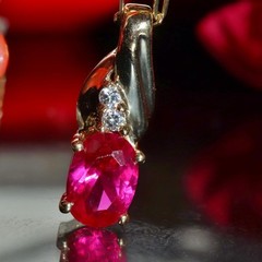 10k yellow gold pendant 0.93ct lab created ruby solitaire charm 0.95gr N3634
