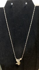Austrian Crystal Jewelry Set Guardian Angel Necklace Pierced Earrings NIB