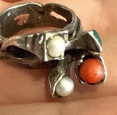 RARE MODERNIST BRUTALIST ISRAEL 925 STERLING SILVER RING SIZE 6