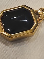 Vintage Christian Dior Classic Logo Black Rhinestone Gold Chain Necklace 18 In