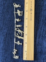 Vintage Sterling Silver Charm Bracelet Classic Retro Dangle Charms 7 Inches Long