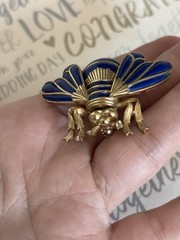 Trifari brooch butterfly Blue & Gold vintage 1950s-1960s