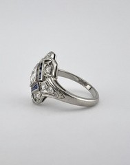 Vintage Edwardian Style Lab Created Diamond Art Deco Engagement 14K Gold FN Ring