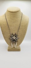 Lisner STAR Pendant Necklace Silver Tone Dangle in Art Deco 26 in