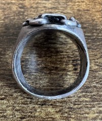 Chain Border Silver Turquoise Ring Size 9.75 – Vtg Native American, Signed BQR
