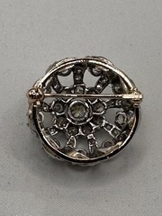 Antique 14K Two Gold Diamond Cluster (2.4c) Brooch Pin Art Deco Style Wght: 9.6g