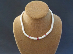 Vintage Shell Disc Necklace Bead Jewelry Mixed Lot 9 Used Wearable Barrel Red